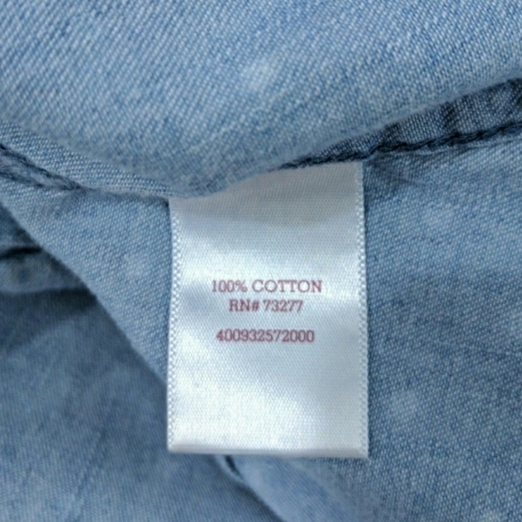 SO Perfect Shirt Button Chambrey Swiss Dots Juniors / Jr XL Blue White Spring - Picture 5 of 6